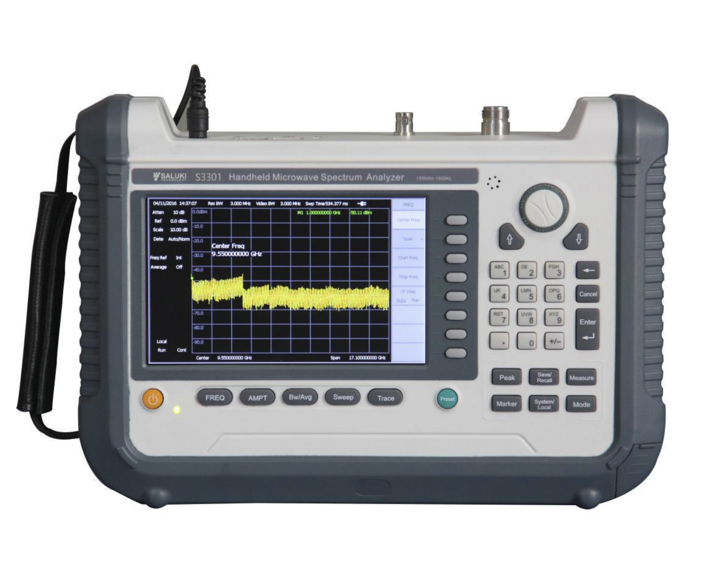 Портативный анализатор спектра <b>Saluki S3301</b> с диапазоном от 100 кГц до 18 ГГц