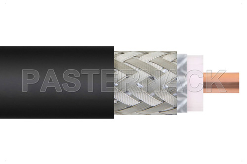 Low Loss Flexible LMR-500 Coax Cable Double Shielded with Black PE Jacket