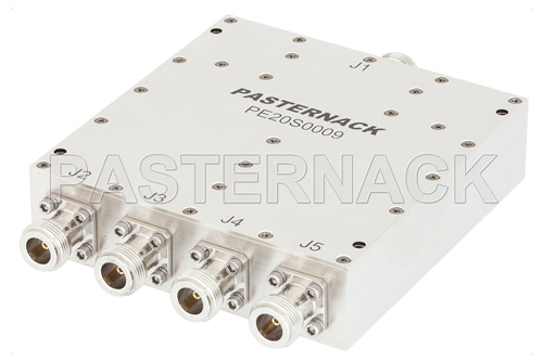 4 Way High Power Broadband Combiner From 800 MHz to 2.5 GHz Rated at 600 Watts, Type N