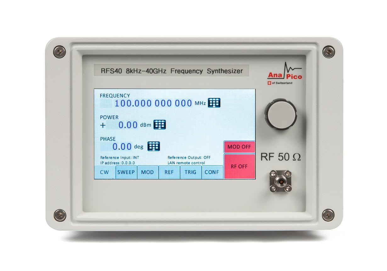 Синтезатор частот <b>AnaPico RFS40</b> с диапазоном частот 8 кГц — 40 ГГц.