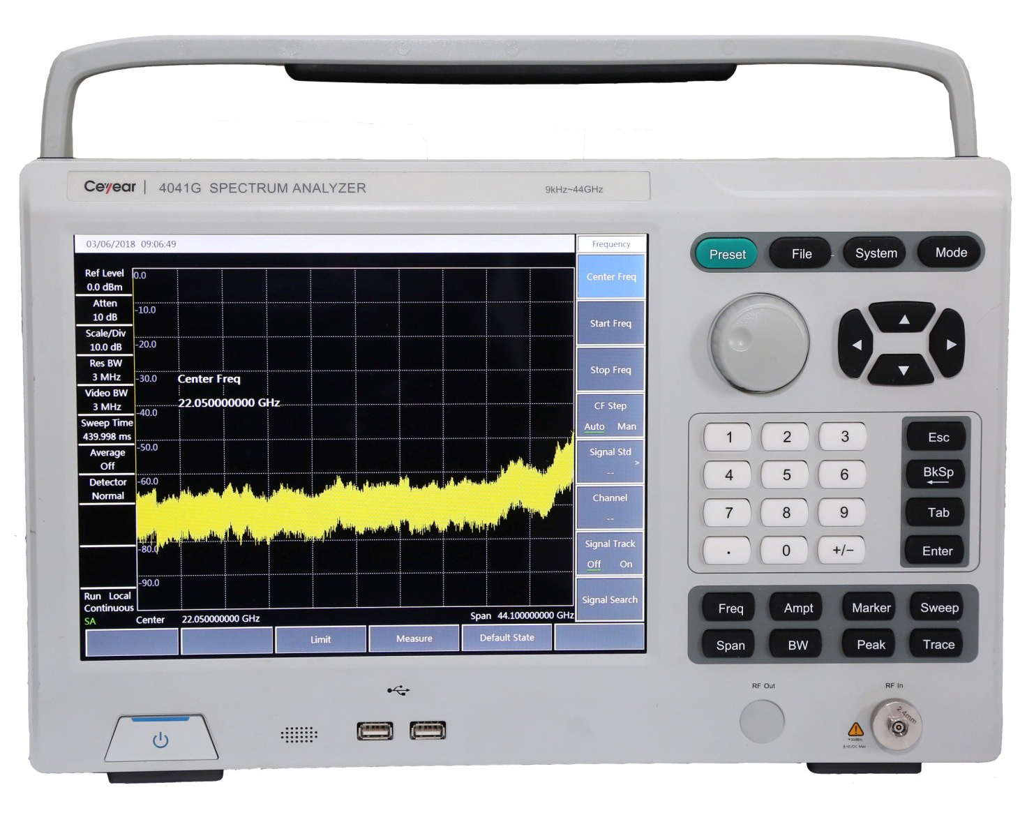 Портативные анализаторы спектра <b>Ceyear серии 4041:</b> 4041D/E/F/G с диапазоном частот от 9 кГц до 44 ГГц